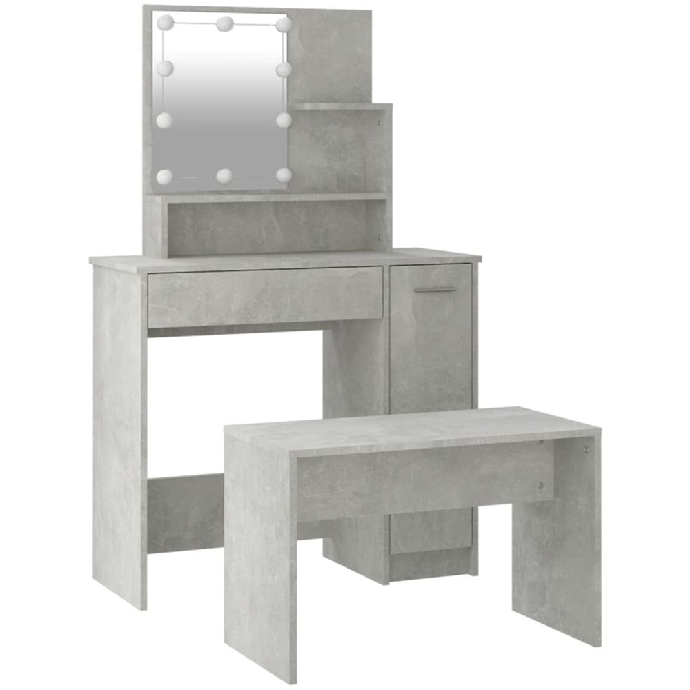 vidaXL Single Door Single Drawer 3 Shelf Concrete Grey Dressing Table ...