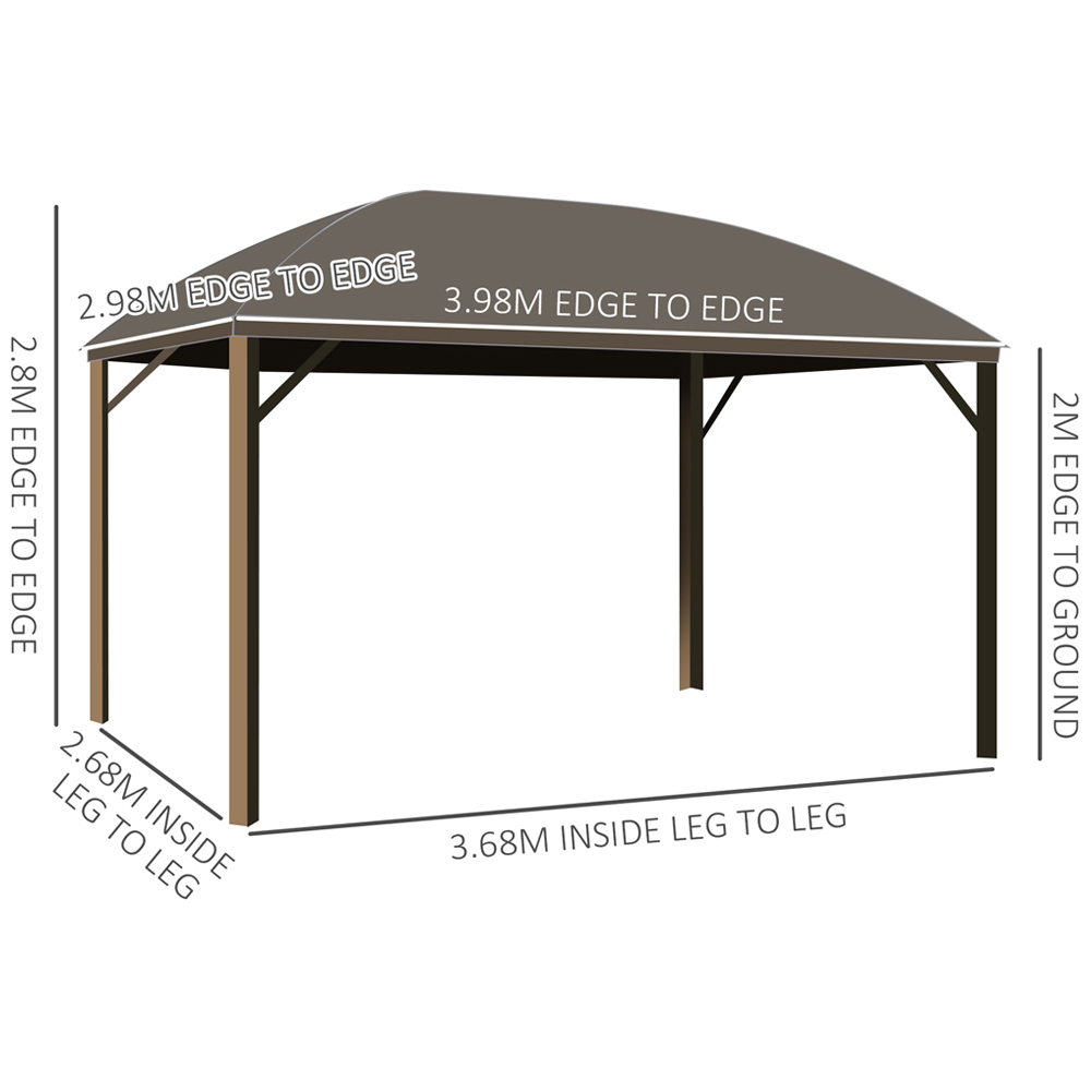 Outsunny 4 x 3m Brown Aluminium Pavilion Gazebo with Curtains Image 6