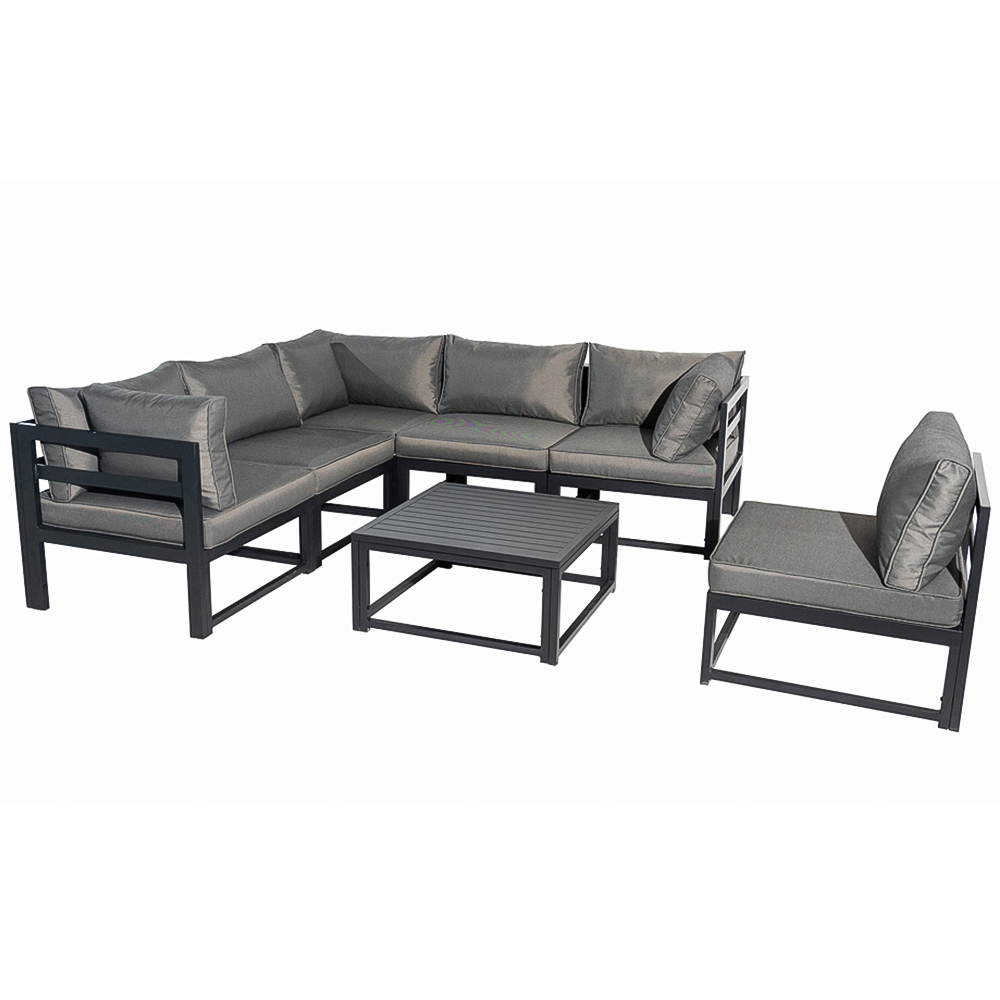 Furniture One 6 Seater L Shape Aluminium Garden Corner Sofa Set Image 2