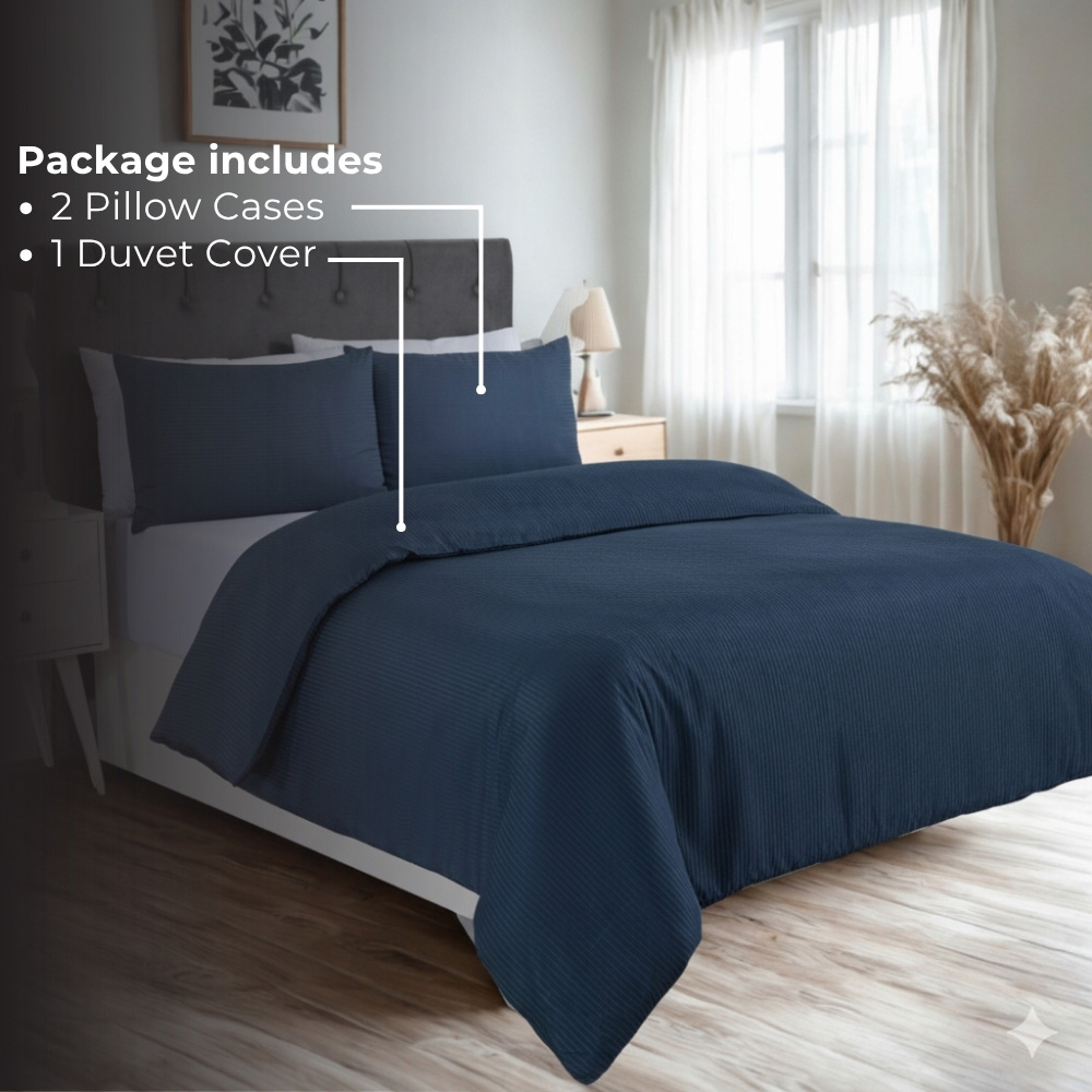 MHG Living Single Blue Striped Duvet Set Image 2