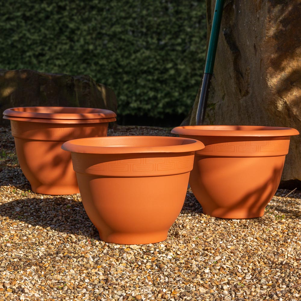 Wham Bell Pot Terracotta Recycled Plastic Round Planter 44cm 4 Pack Image 2