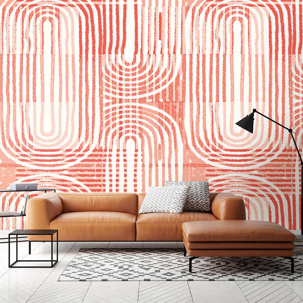 Origin Murals Curved Line Texture Orange Wall Mural Image 1