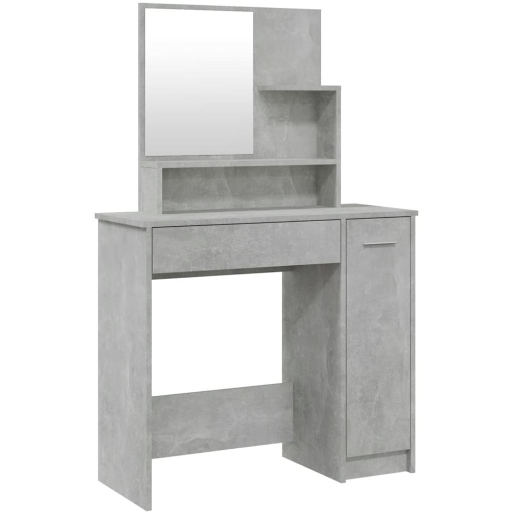 vidaXL Single Door Single Wide Drawer Concrete Grey Dressing Table with Mirror Image 2