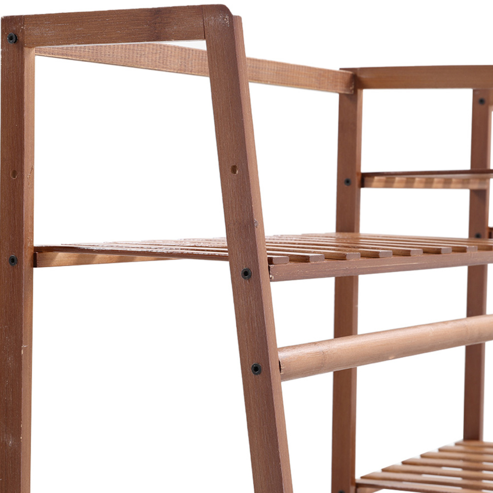 Living And Home SW0376 Natural Bamboo Multi-Tier Clothing Rack With Storage Shelf Image 4