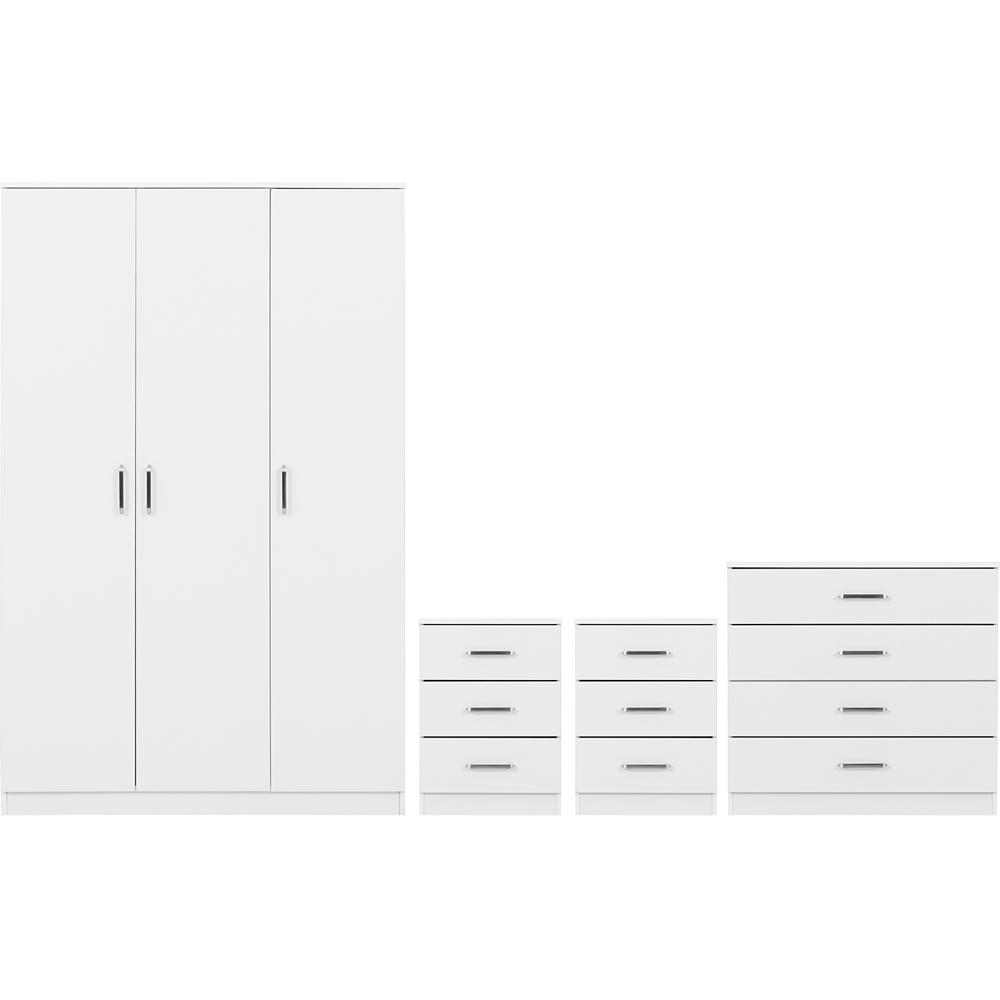 Seconique Dakota 3 Door Wardrobe White Bedroom Furniture Set Image 2