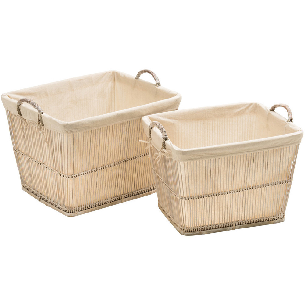 Premier Housewares Rustic White Storage Baskets Set of 2 Image 1