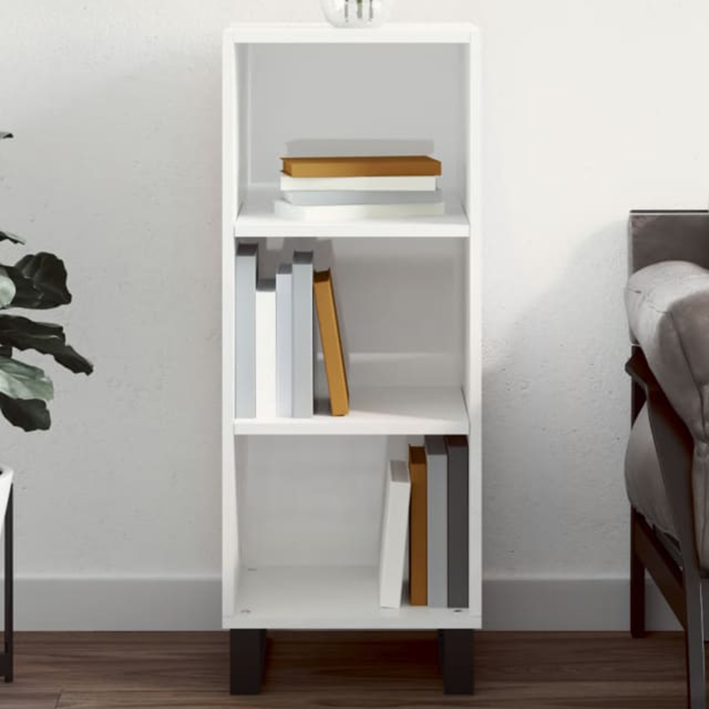 vidaXL 3 Shelf High Gloss White Sideboard Image 1