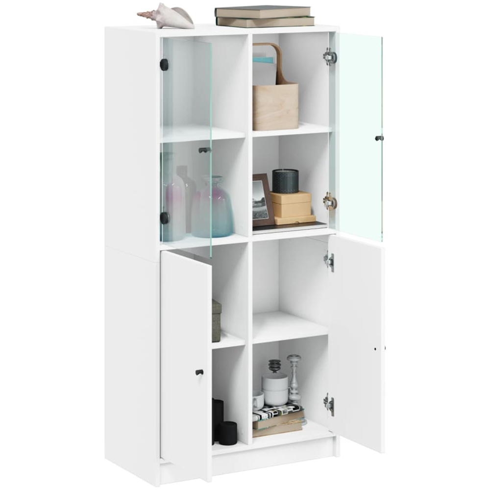 vidaXL 4 Door White Glass Highboard Image 4