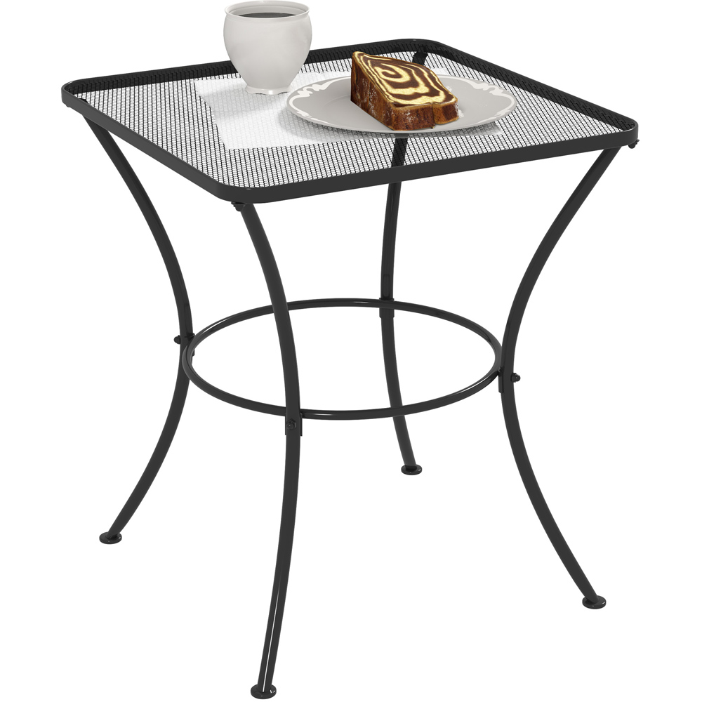 Outsunny Square Metal Bistro Table Black Image 2