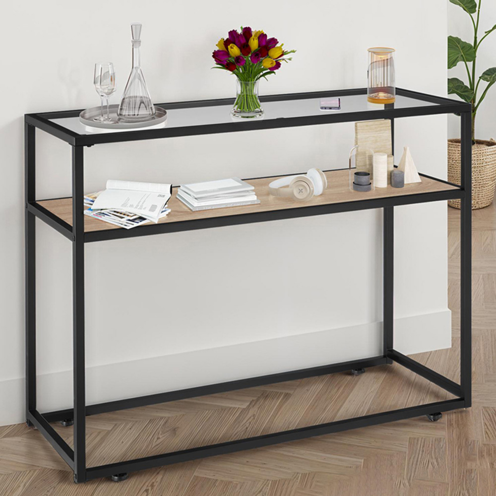 tectake Kilkenny 2 Shelf Light Sonoma Oak Console Table Image 1