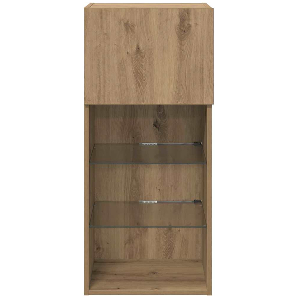 vidaXL Single Door 3 Shelf Artisan Oak Wide Wall Mounted LED TV Unit Image 6