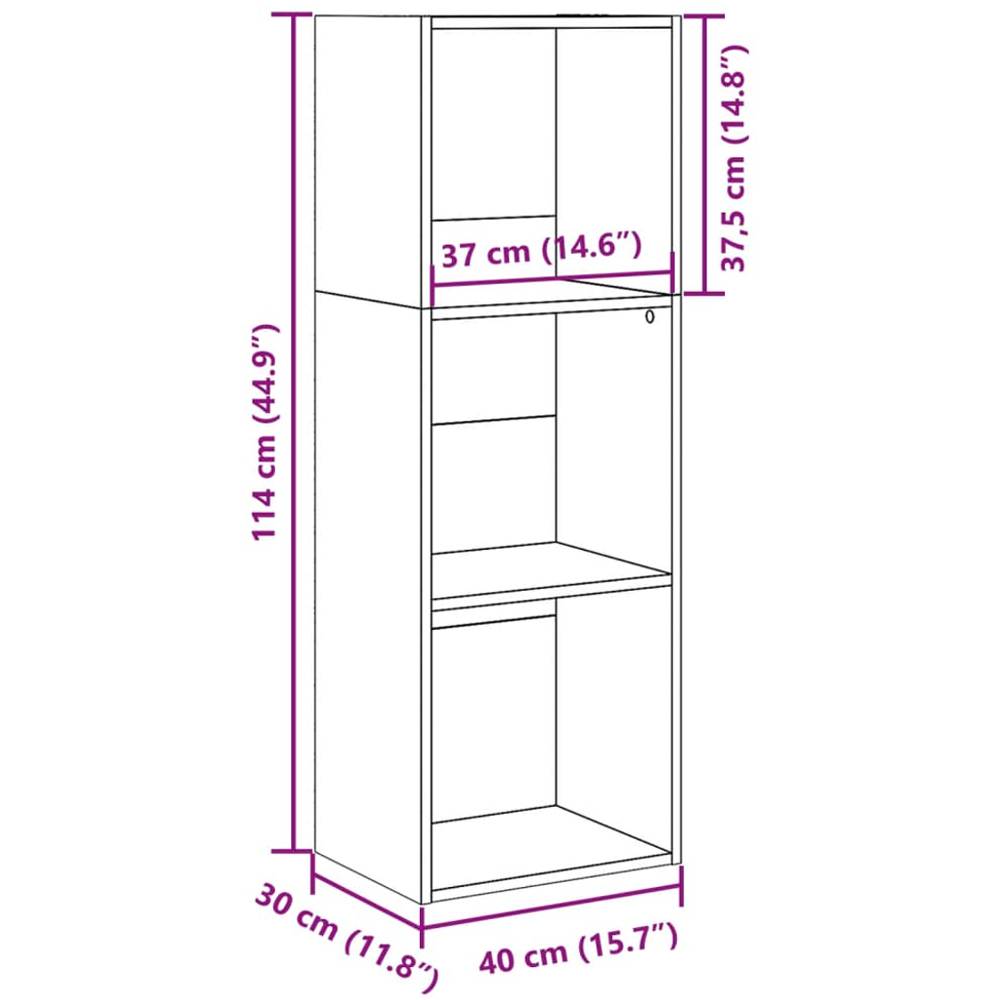 vidaXL 3 Shelf Concrete Grey Bookcase Image 9