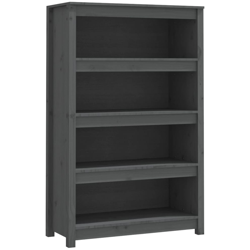 vidaXL 4 Shelf Grey Solid Pine Wood Bookcase Image 2