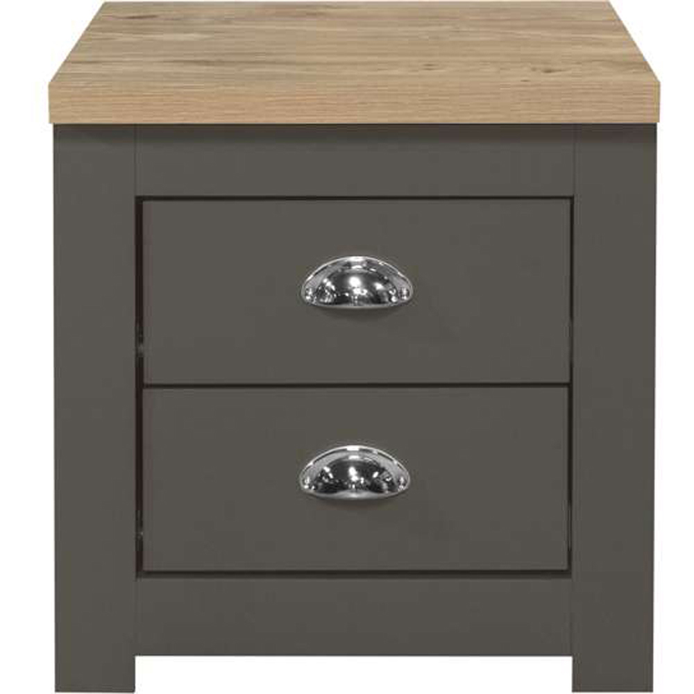 Birlea Highgate 2 Drawer Dark Grey and Oak Bedside Table Image 3