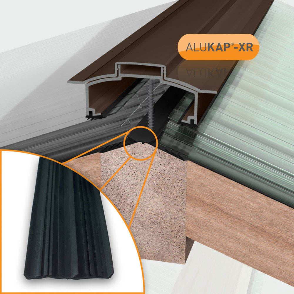 Alukap-XR Brown Hip Bar 2.0m with 55mm Rafter Gasket Image 3