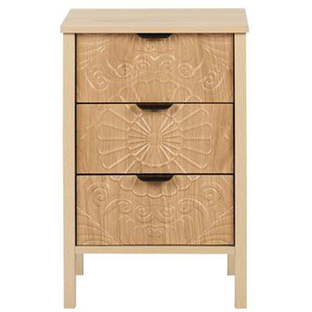 Birlea Lotus 3 Drawer Natural Bedside Table Image 3