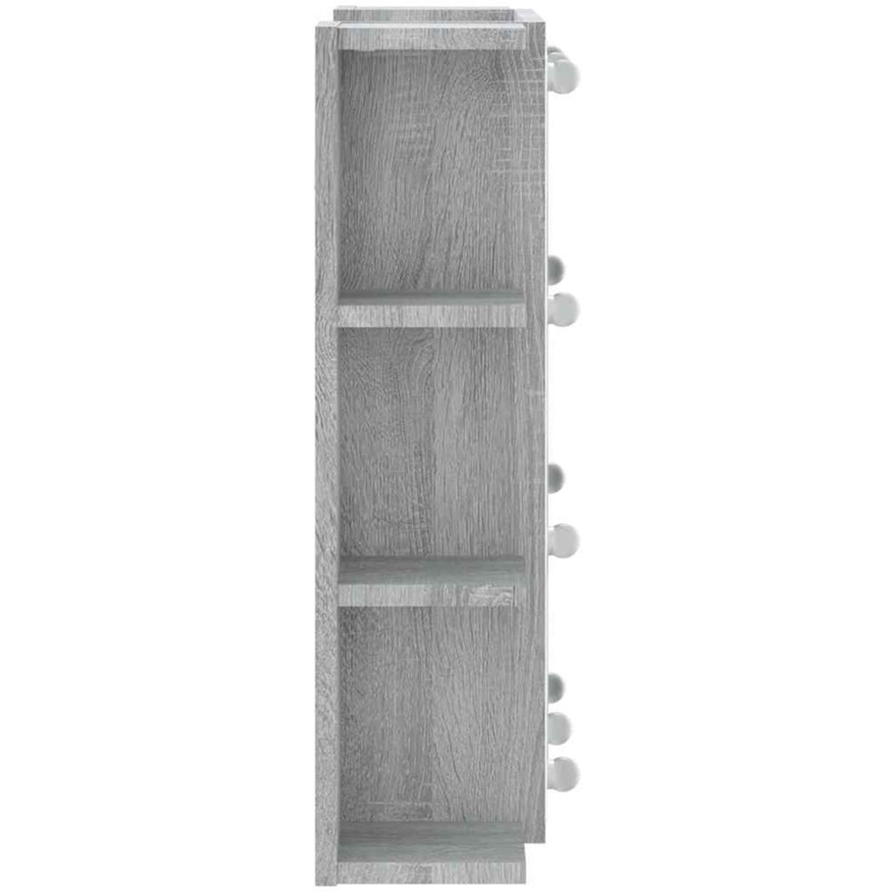 vidaXL Single Door 6 Shelf Grey Sonoma Wall Mounted Mirrored Bathroom Cabinet with LED Image 4