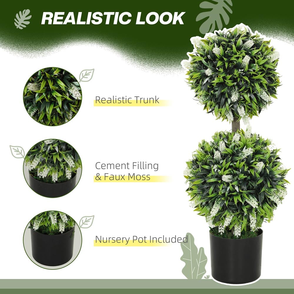 Portland White Lavender Flower Artificial Plant in Pot 2 Pack Image 8