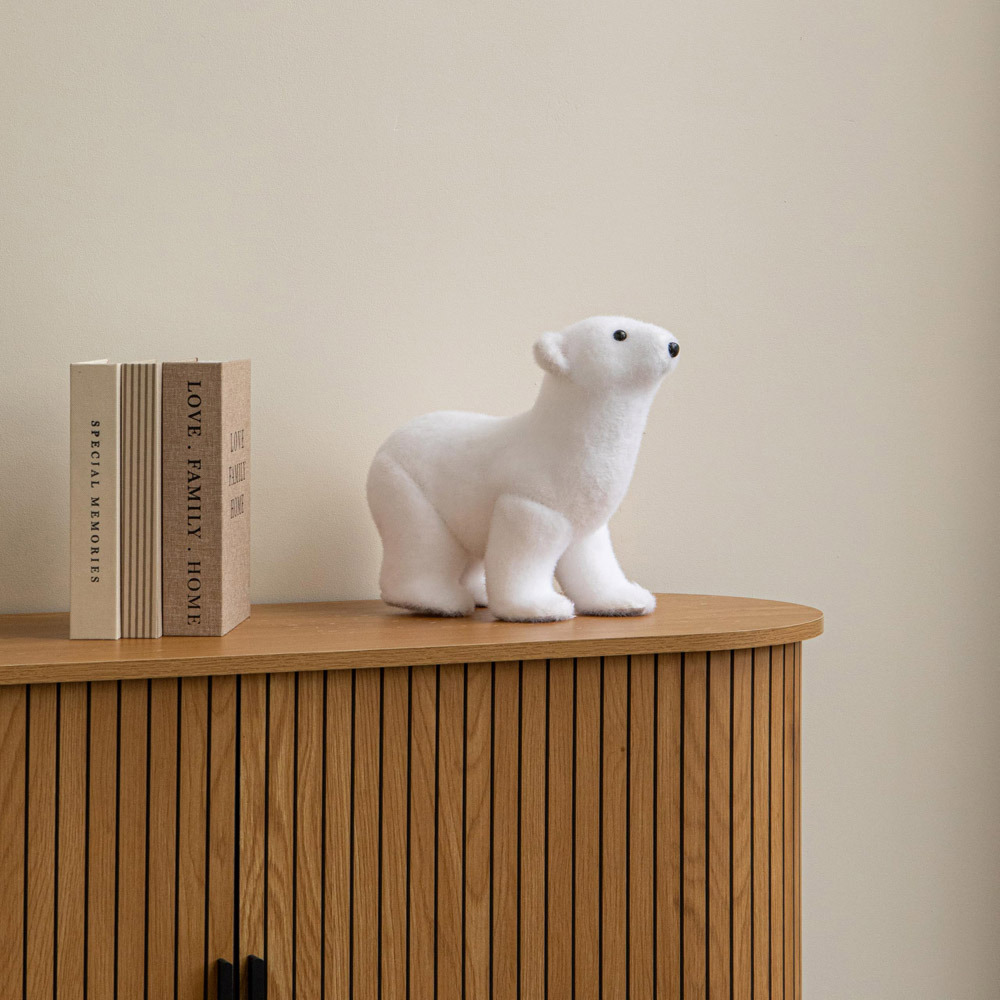 Samuel Alexander Freestanding Flocked Polar Bear Christmas Decoration 30cm Image 3