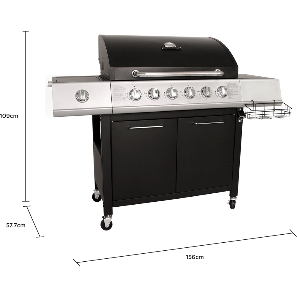 Charles Bentley 6 Burner + 1 Side Burner Gas BBQ Black Image 9