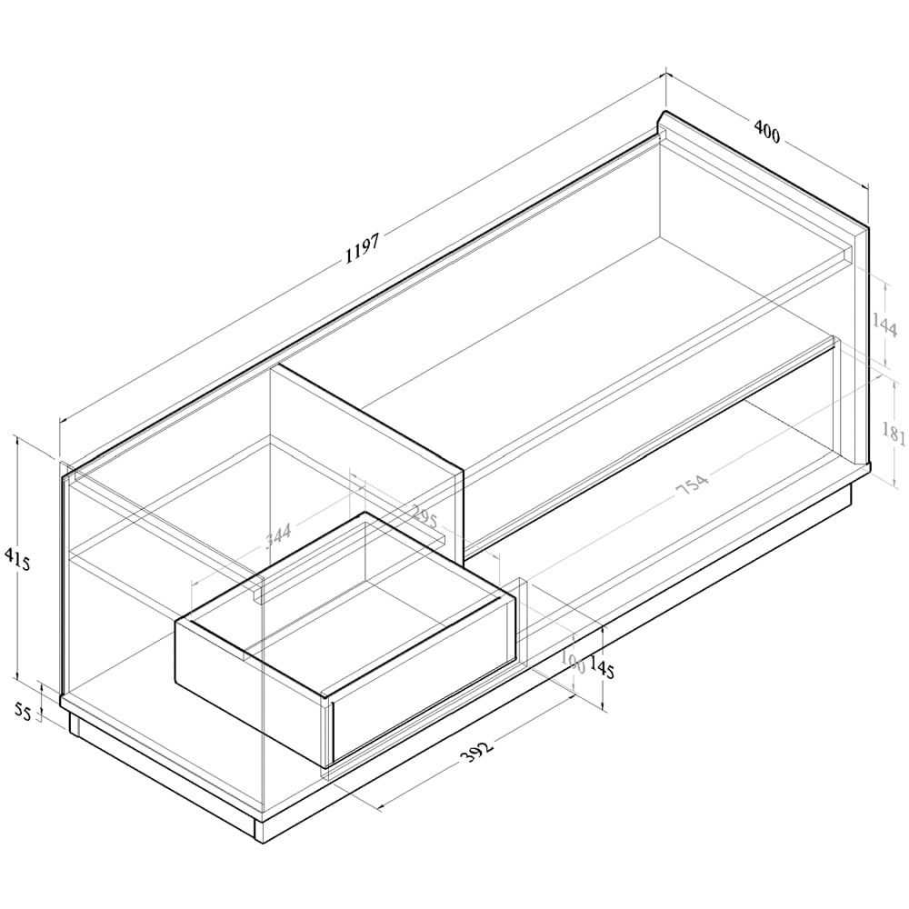 Kudl Yucca Single Drawer Single Shelf Modi Wenge TV Unit Image 4