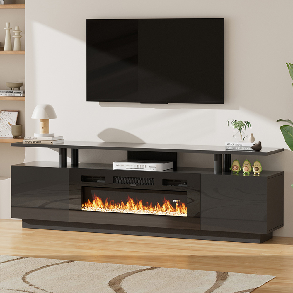 Living and Home 2-in-1 Recessed Electric Fireplace Heater TV Stand 1800W 70 inch Image 1
