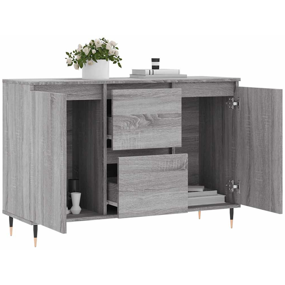 vidaXL 2 Door 2 Drawer Grey Sonoma Sideboard Image 4