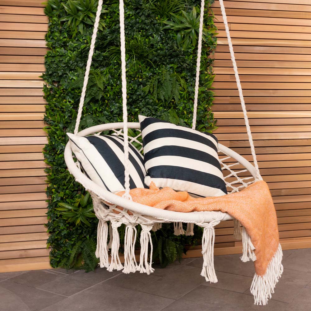 Charles Bentley Beige Hanging Hammock Swing Chair Image 1