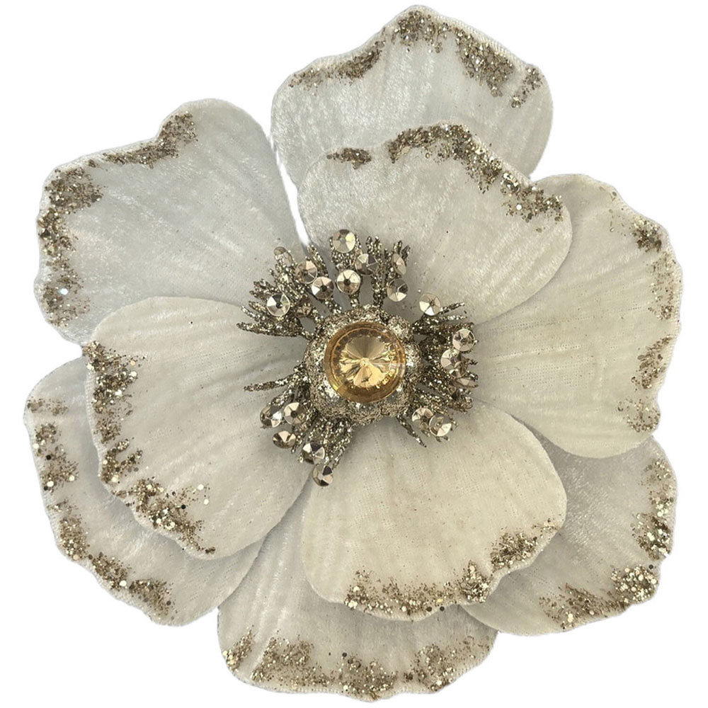 Jewelled Flower Clip White Image 1