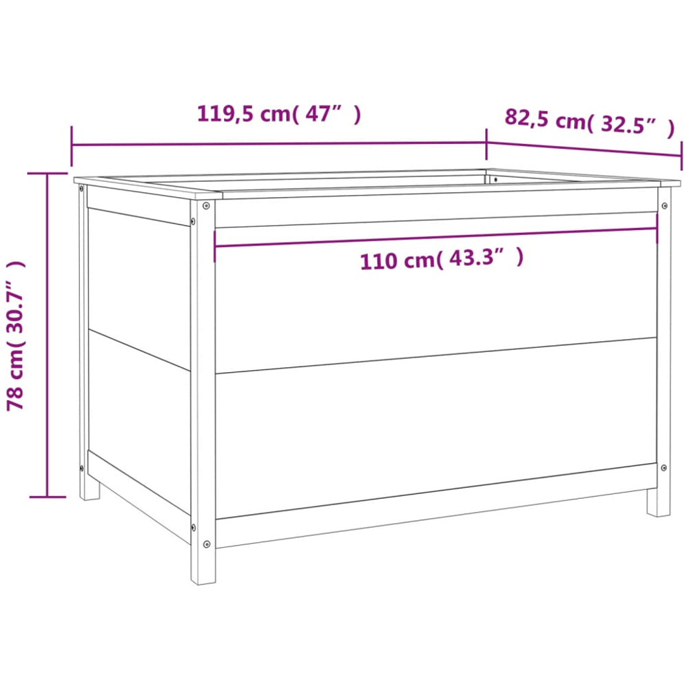 vidaXL Brown Pine Wood Raised Garden Bed 78 x 119.5 x 82.5cm Image 8