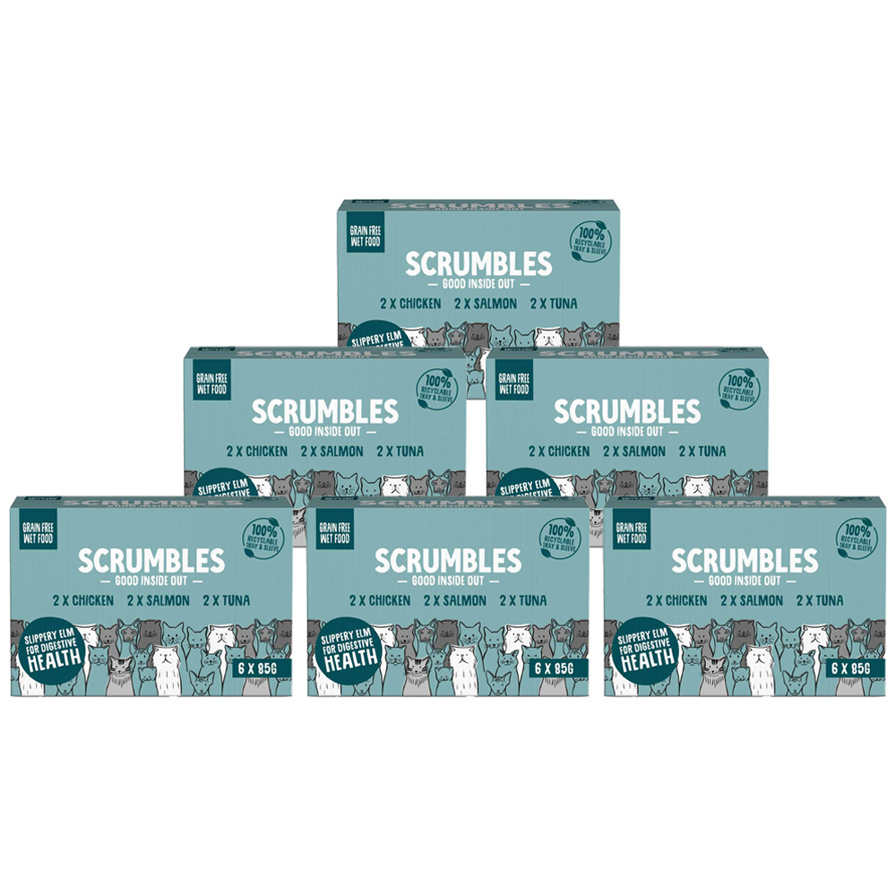 Scrumbles Chicken Salmon Tuna Wet Cat Food 85g Case of 6 x 6 Pack Image 1