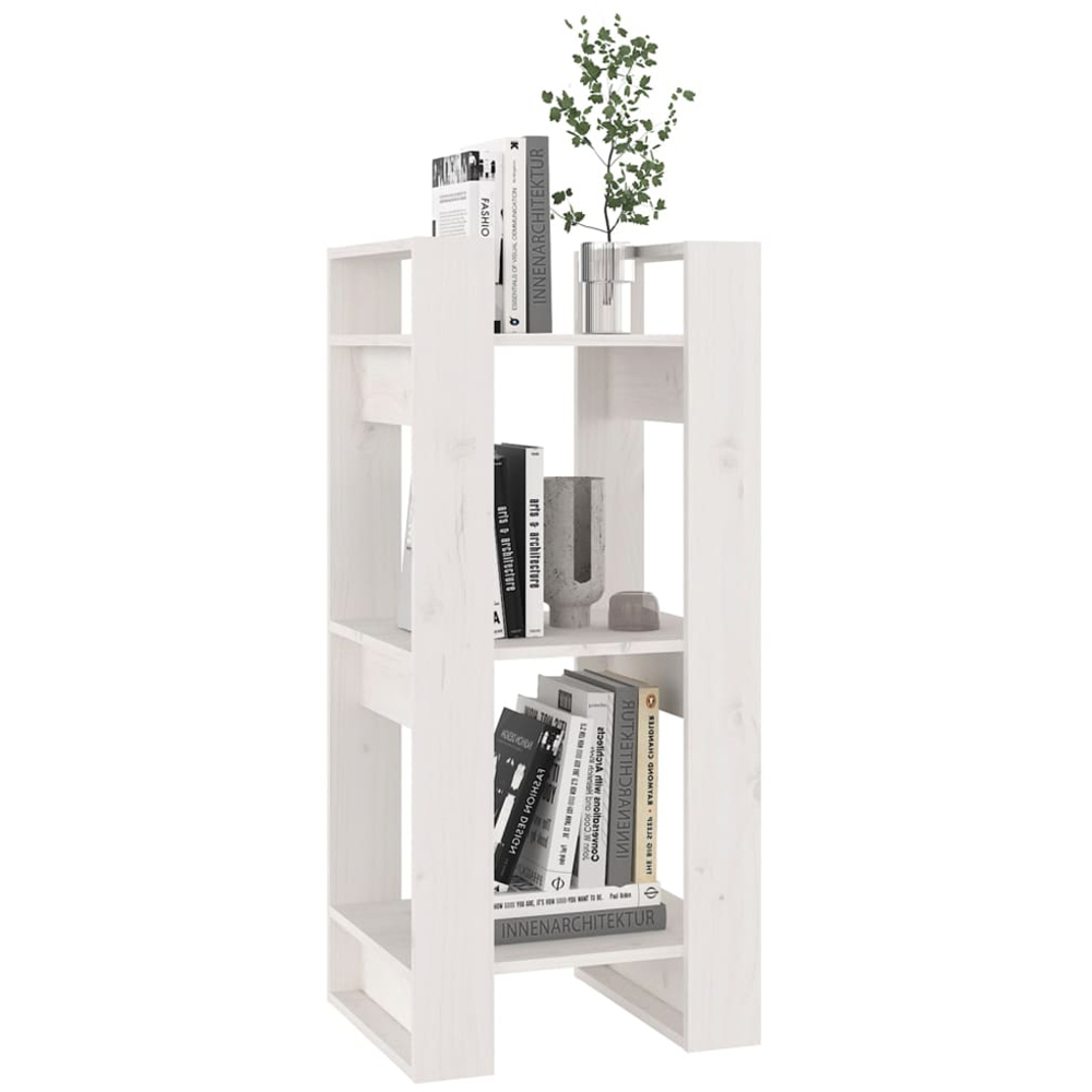 vidaXL 3 Shelf White Solid Pine Bookcase Image 5