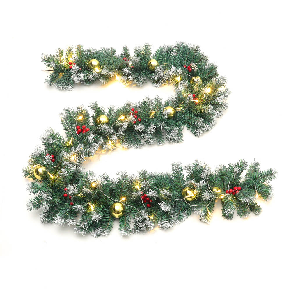 Living and Home Pre-Lit Christmas Garland with Gold Balls 270cm Image 3