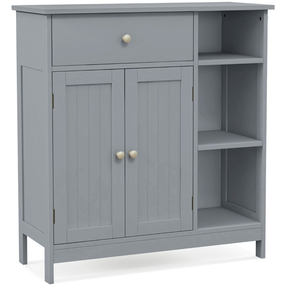 Costway Single Drawer 2 Door 3 Shelf Grey Floor Cabinet Image 2