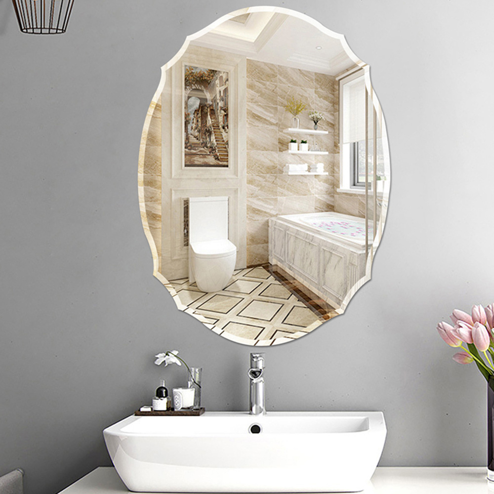 Living and Home Nordic Wall Mounted Ellipse Shaped Mirror with Beveled Edge Image 2