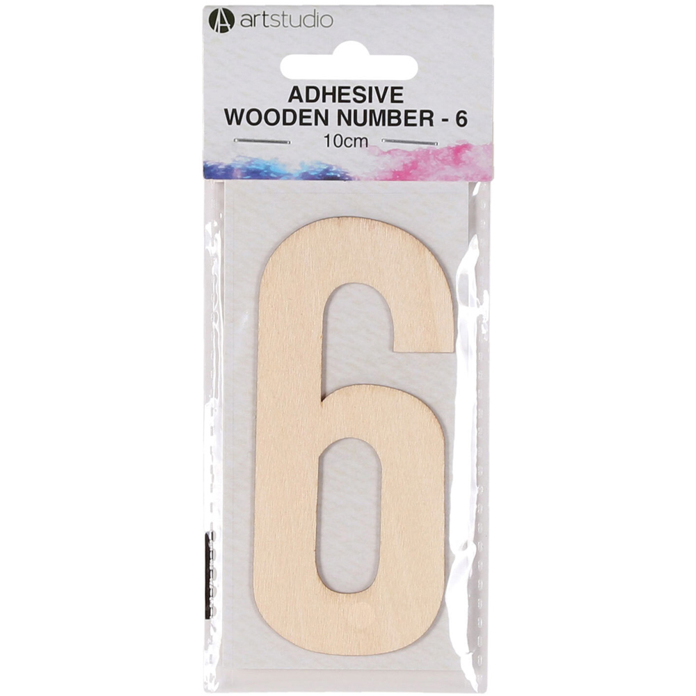 Art Studio Adhesive Wooden Number - 6 Image