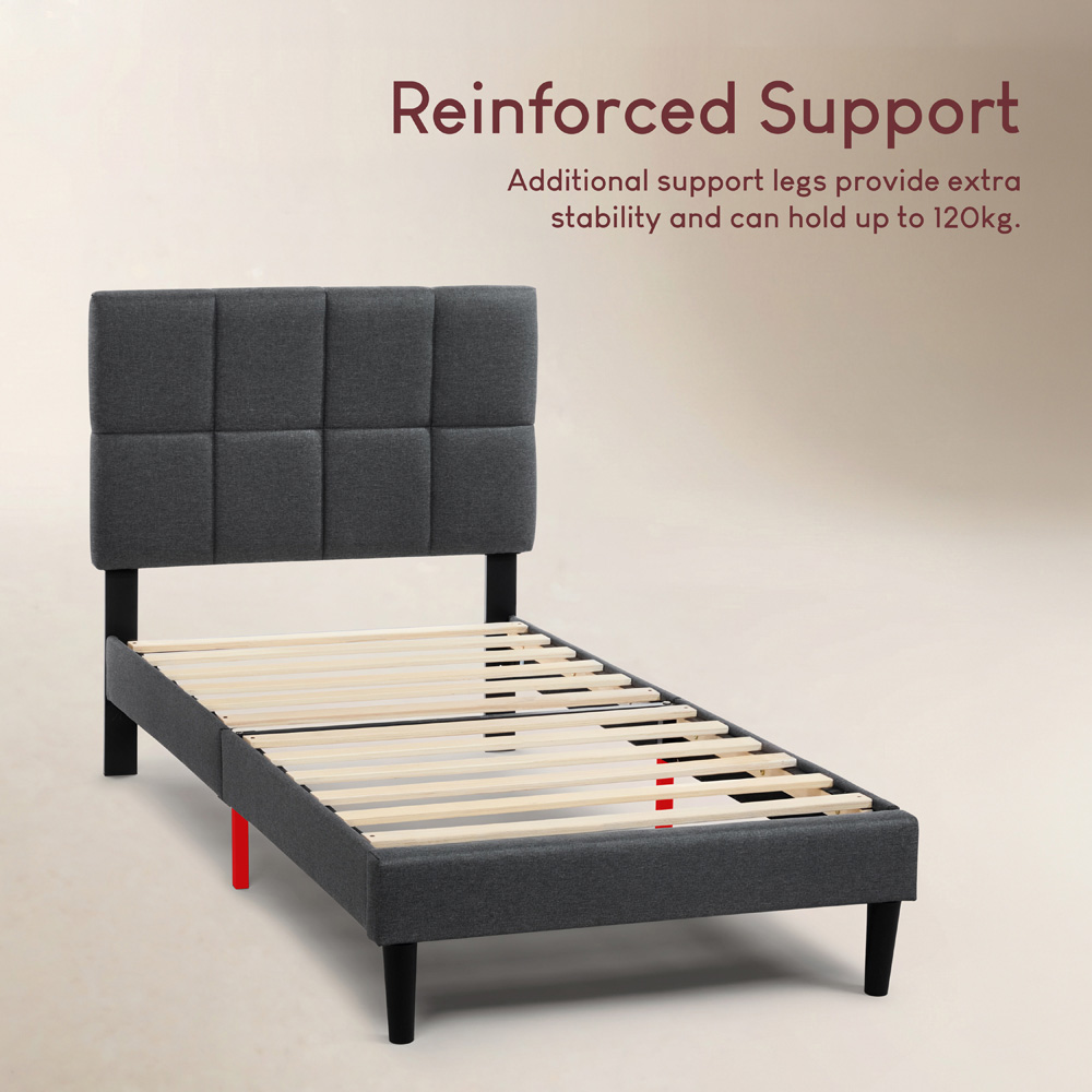 VIDA DESIGNS Velmora Single Dark Grey Linen Fabric Bed Image 6