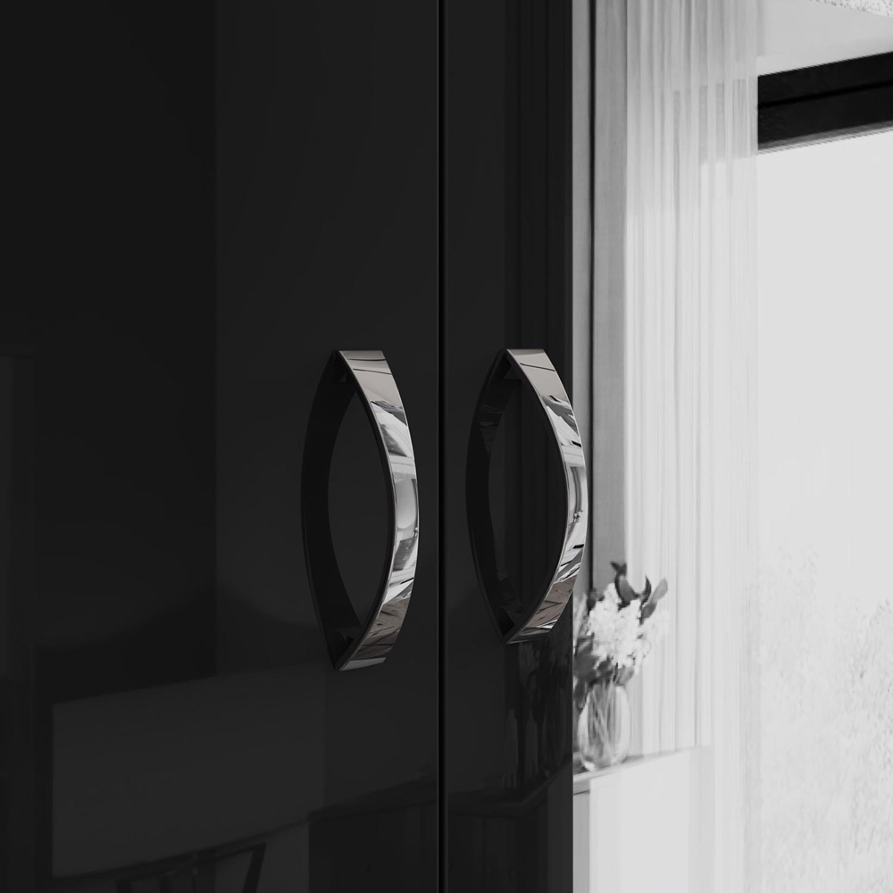 FWStyle Chilton 2 Door Black Gloss Mirrored Wardrobe Image 4