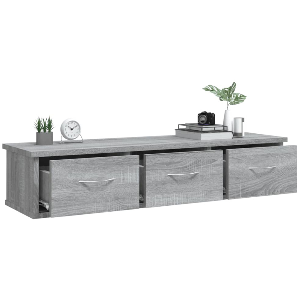 vidaXL 3 Drawer Grey Sonoma Wall Cabinet Image 3
