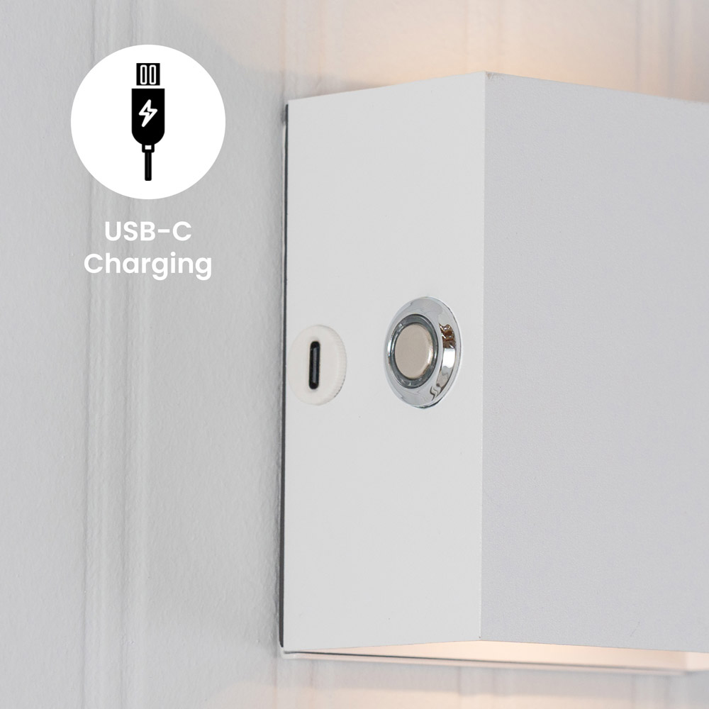 ValueLights Marx White Rechargeable Easy Fit Wall Light Image 8