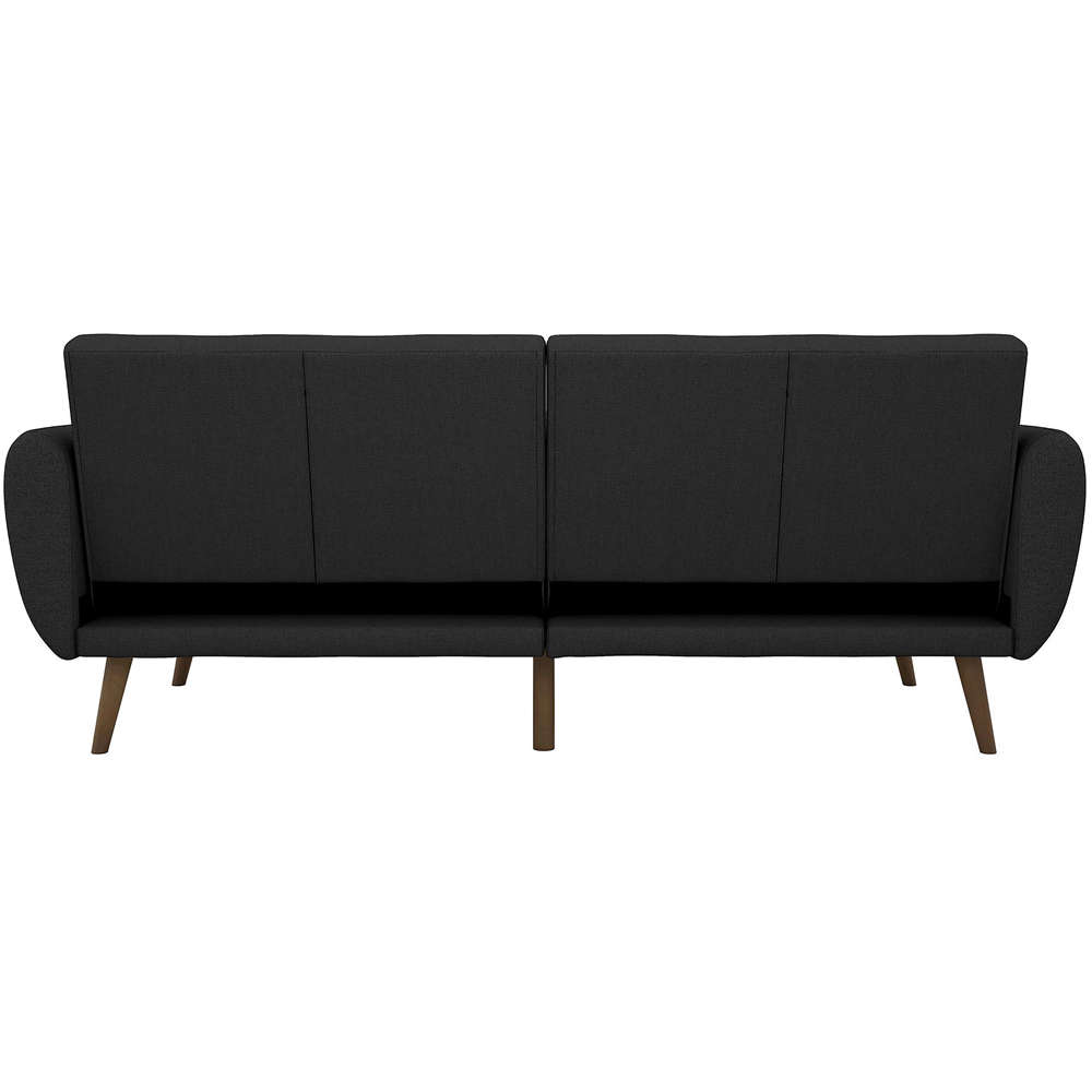 Novogratz Brittany 3 Seater Dark Grey Linen Sofa Bed with Wooden Legs Image 4