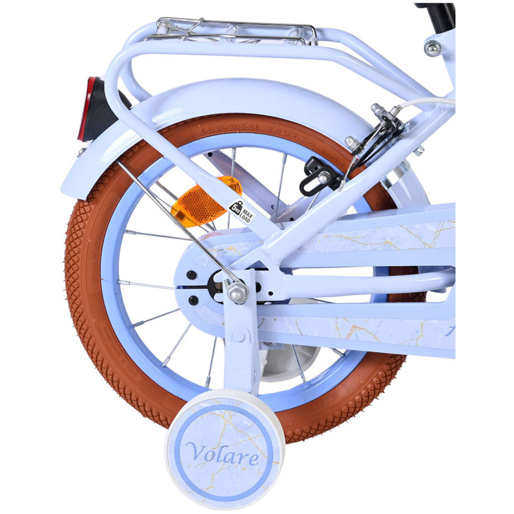 Volare Ashley Kids 14 inch Blue Pastel Bike with Stabilisers Rack and Basket Image 7