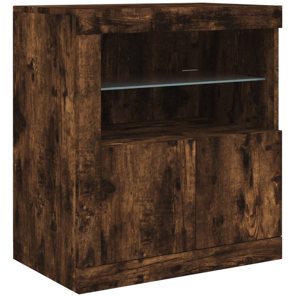 vidaXL 2 Door 2 Shelf Smoked Oak Sideboard with RGB LED Lights Image 3