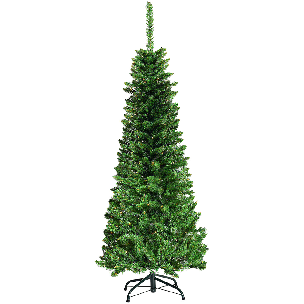 Costway 350 Warm White LED Pre-Lit Artificial Pencil Christmas Tree 7.5ft Image 1