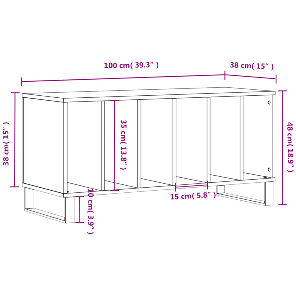 vidaXL 6 Shelf Grey Record Cabinet Image 9