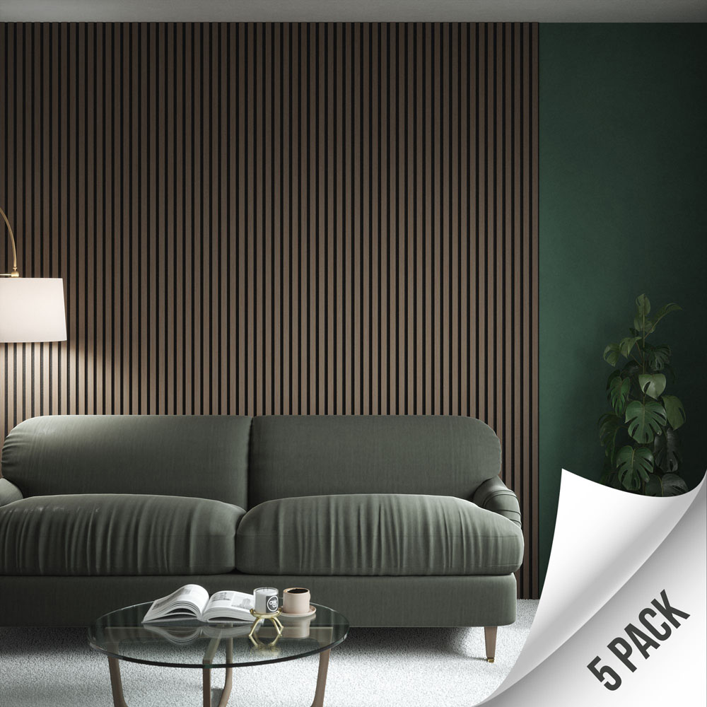 Kraus Easy Living Chestnut Acoustic Slat Wall Panel 240 x 60cm 5 Pack Image 5