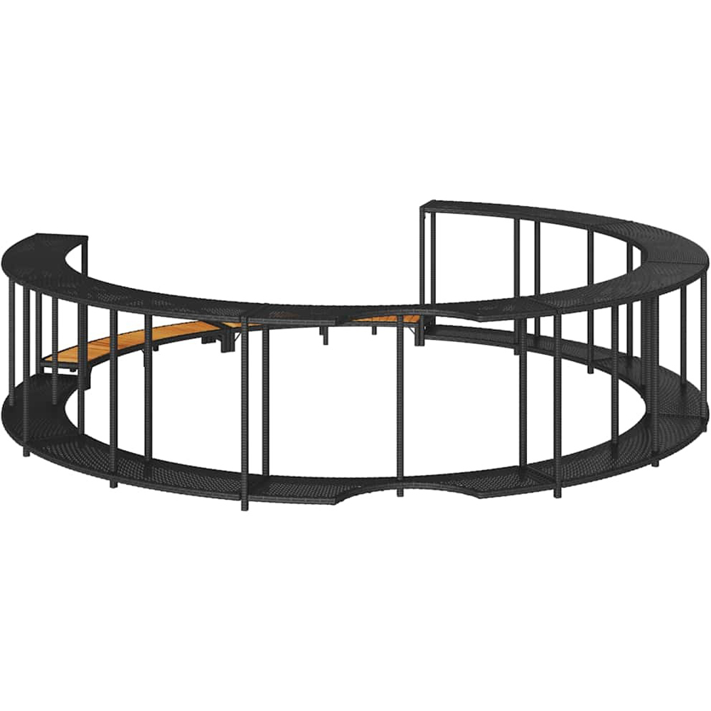 Walplus Black Poly Rattan Hot Tub Surround with Storage and Wooden Step Image 5