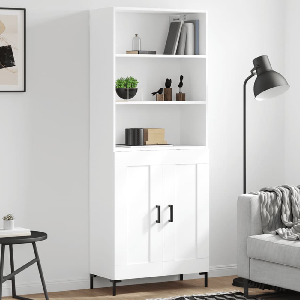 vidaXL 2 Door 3 Shelf White Highboard Image 1