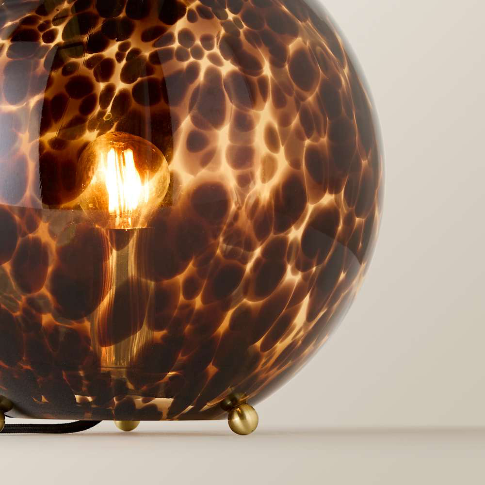 ValueLights Chiara Leopard Print Glass Globe Table Lamp with Bulb Image 4