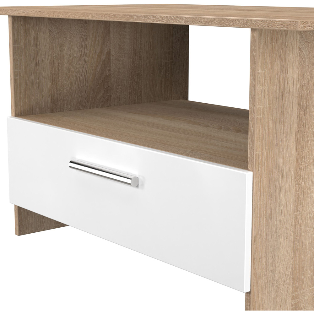 Crowndale Contrast Single Drawer White Matt and Bardolino Oak Coffee Table Ready Assembled Image 5